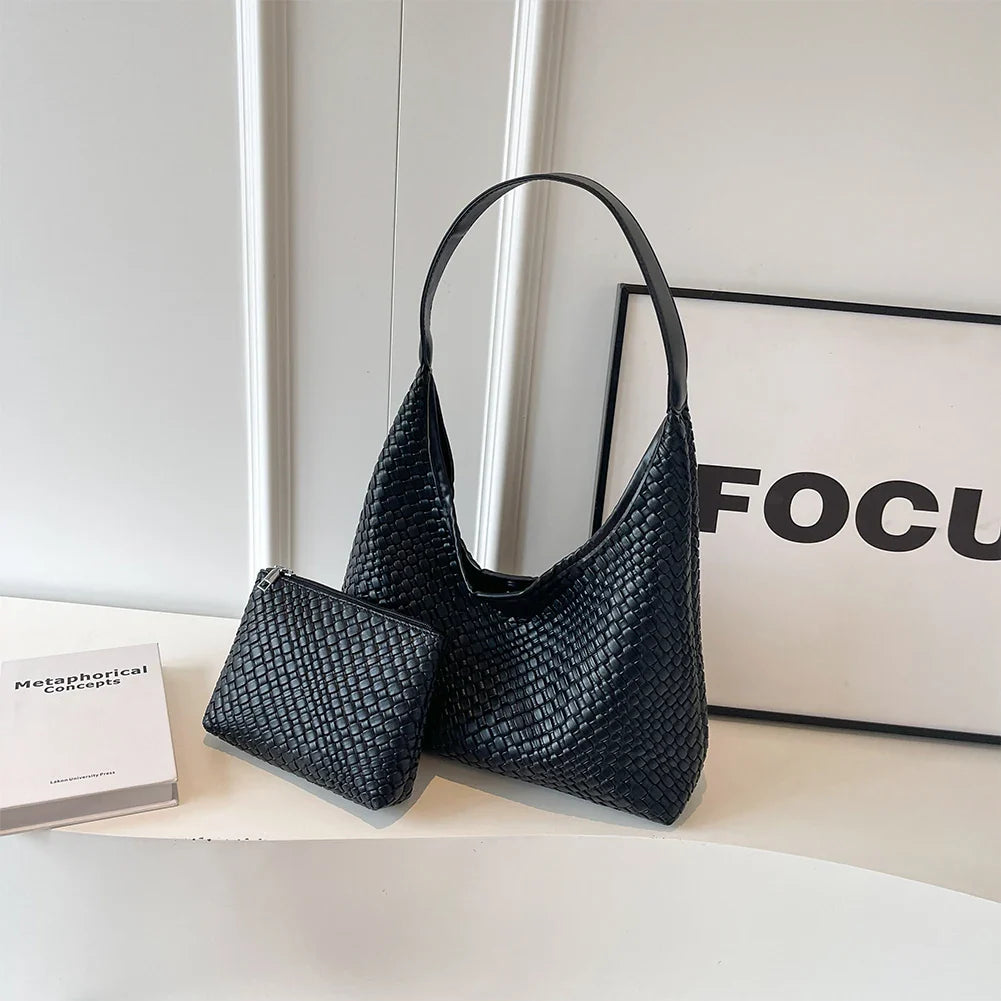 Benita Geweven Tas | Vegan Schoudertas met Pouch
