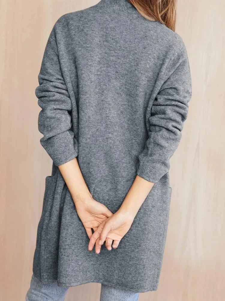 Dames Lang Gebreid Vest met Zakken – Cardigan, Casual voor Herfst/Winter, Dagelijks gebruik