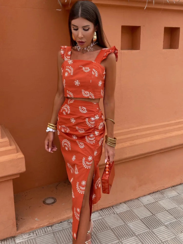 Zahara - Boho Crop Top En Midi Rok