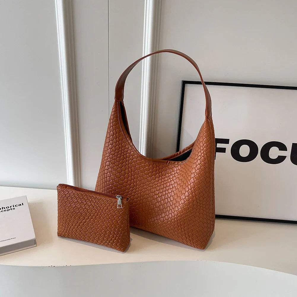 Benita Geweven Tas | Vegan Schoudertas met Pouch