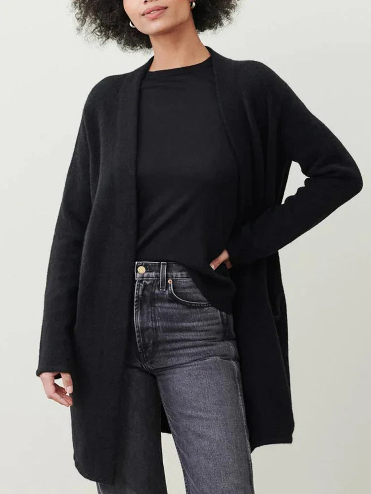 Dames Lang Gebreid Vest met Zakken – Cardigan, Casual voor Herfst/Winter, Dagelijks gebruik