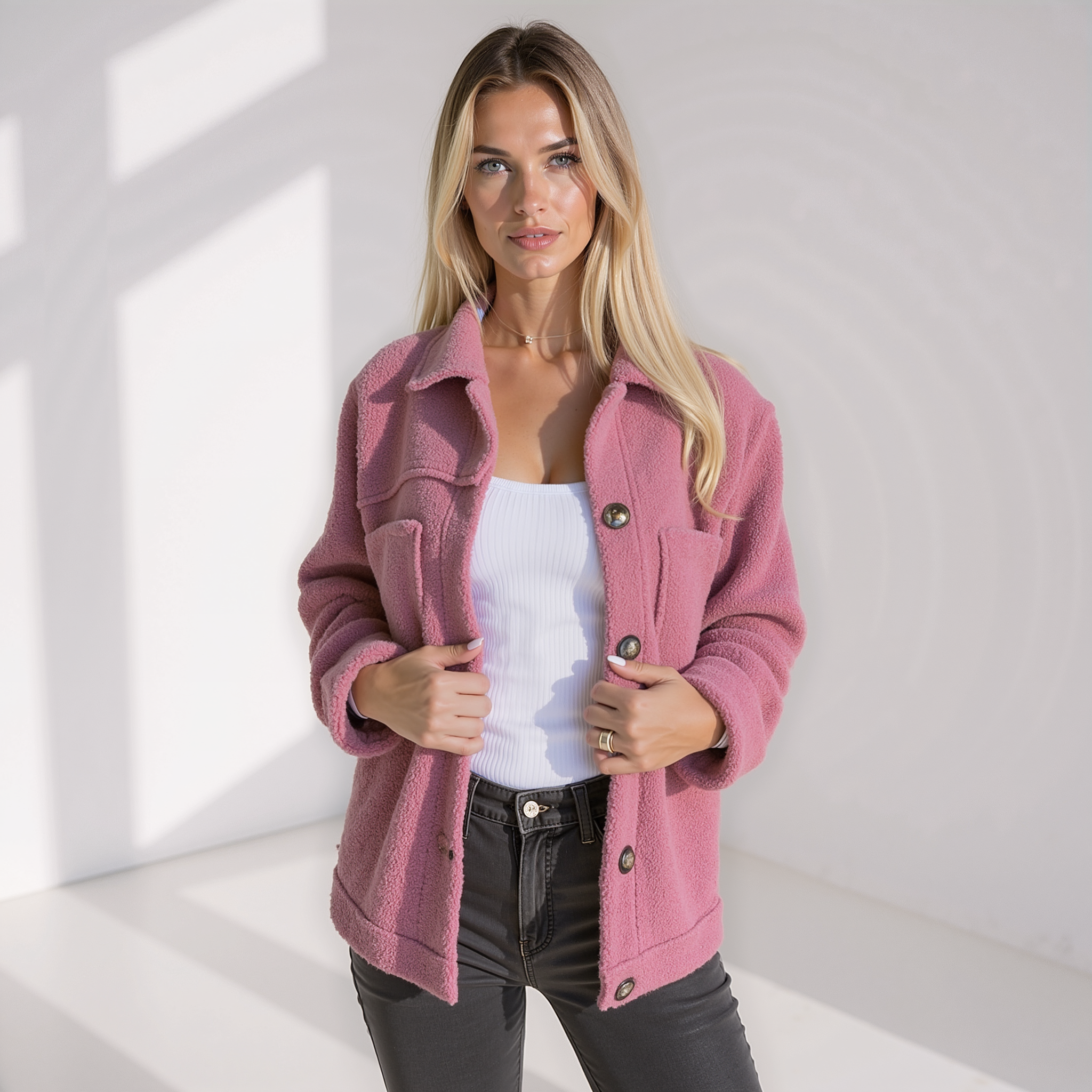 Kaylee Fleece Herfstjas Dames | Korte Jas met Reverskraag en Tijdloze Snit