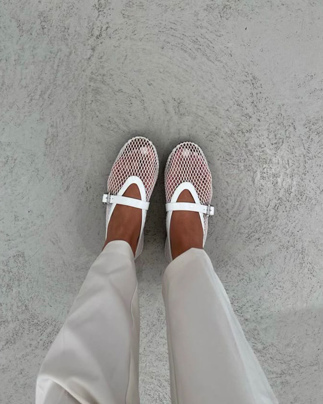 Juliette Mesh Ballerina's | Dames ballerina's met ademend mesh en leren details