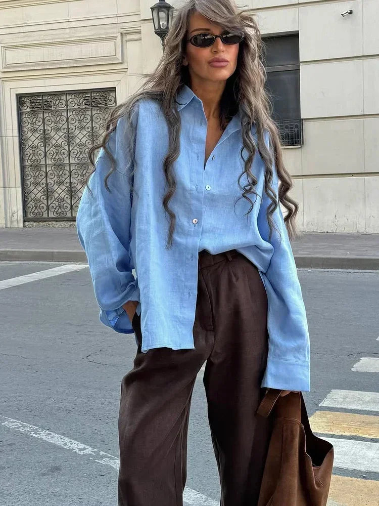 Linnen Blouse Dames – Oversized en Lichtgewicht voor een Tijdloos Stijlstatement