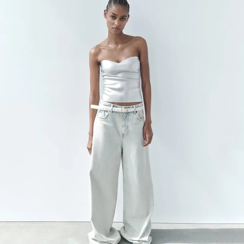 Strapless Shimmer Top voor Dames
