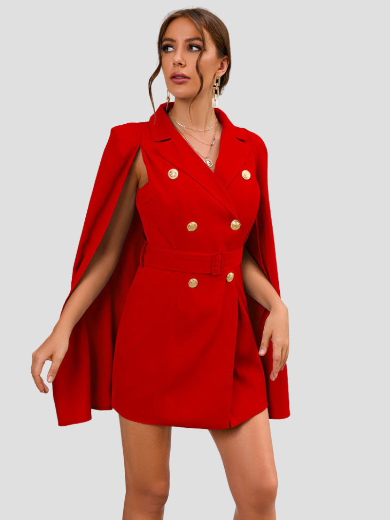 Elegante Cape Blazer Jurk Voor Dames