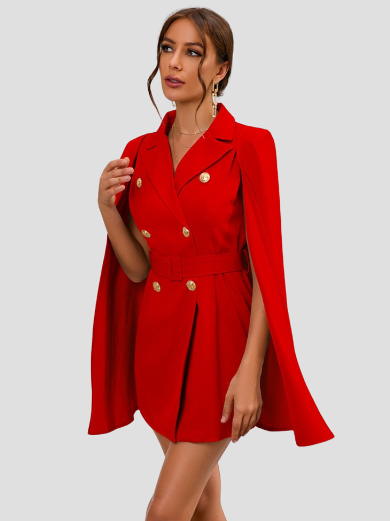 Elegante Cape Blazer Jurk Voor Dames