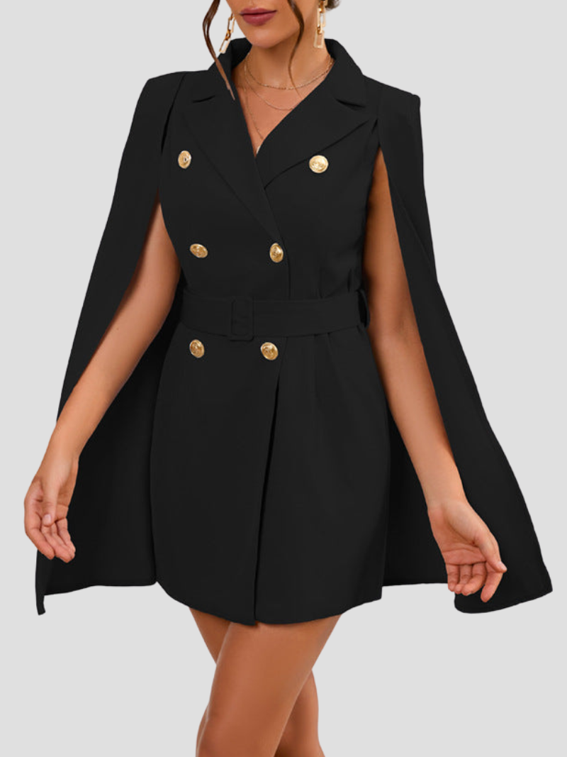 Elegante Cape Blazer Jurk Voor Dames