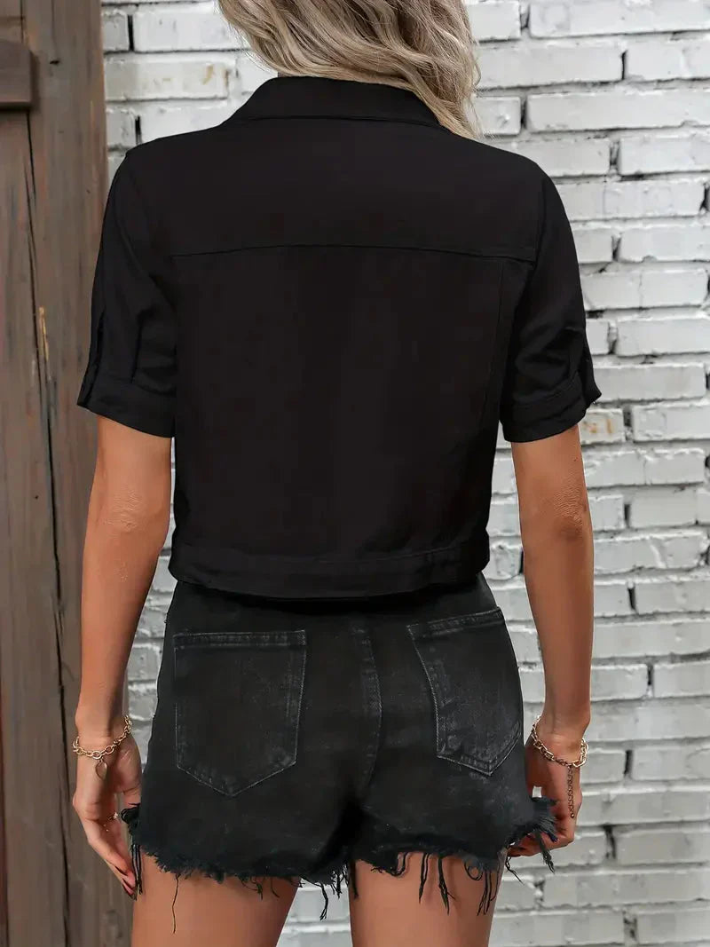 Colette | Dames Denim Jack – Kort Model, Korte Mouwen, Relaxte Fit