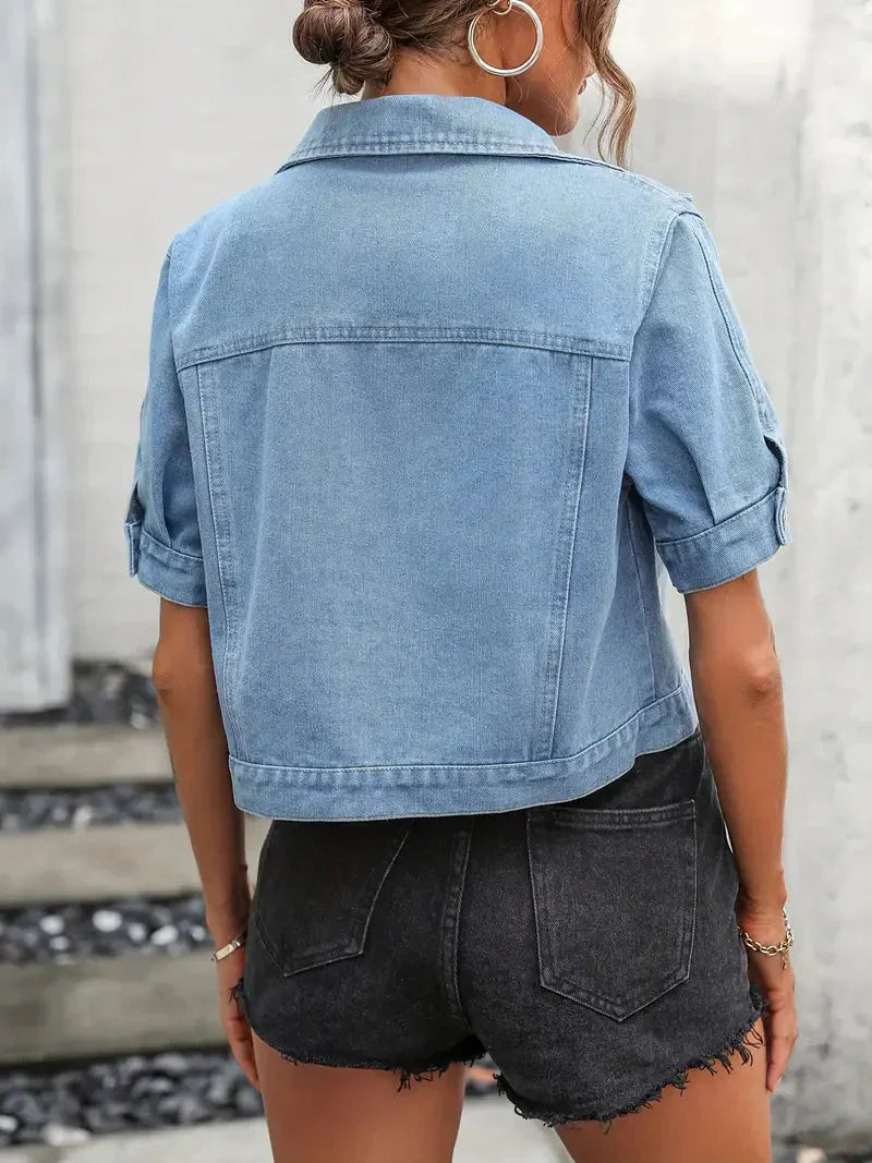 Colette | Dames Denim Jack – Kort Model, Korte Mouwen, Relaxte Fit