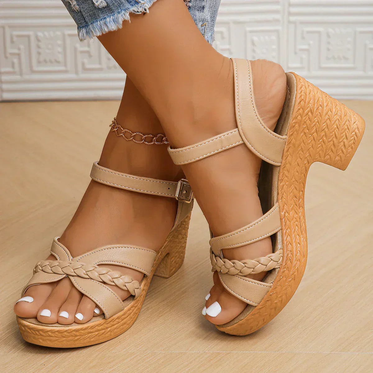 Sandaletten – Blokhak – Enkelriemen – Orthopedische sandalen - Zomerschoen