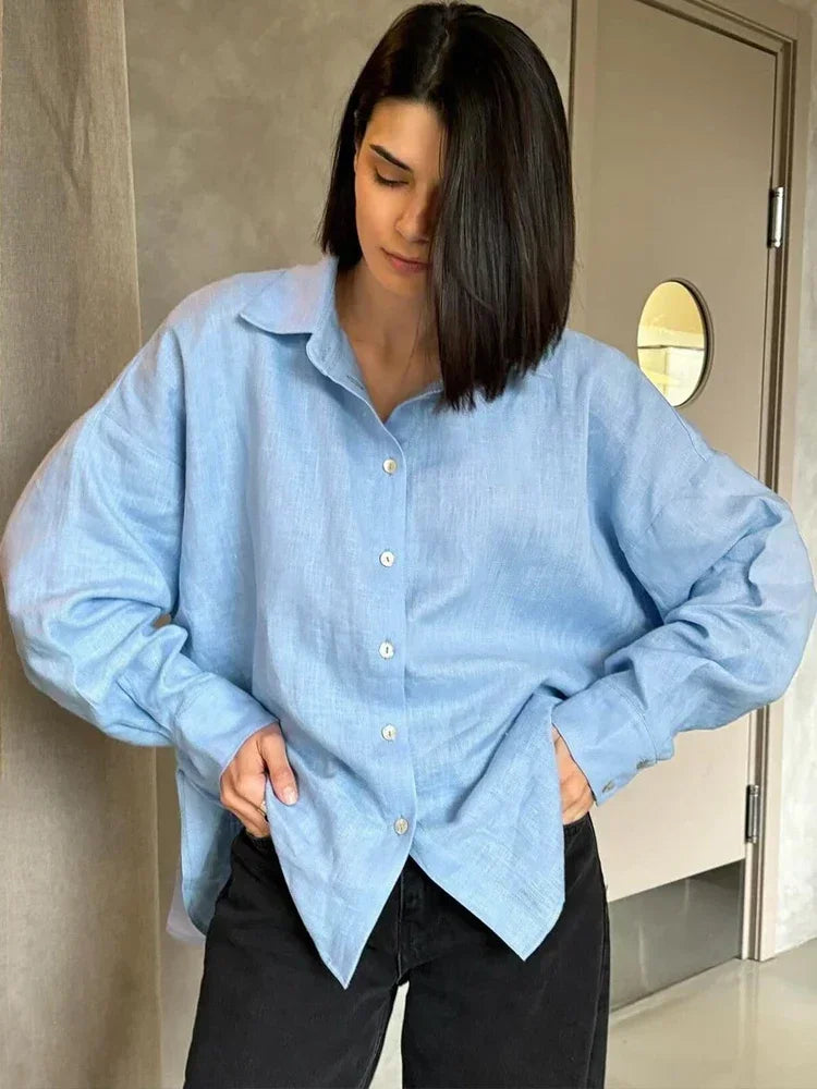 Linnen Blouse Dames – Oversized en Lichtgewicht voor een Tijdloos Stijlstatement