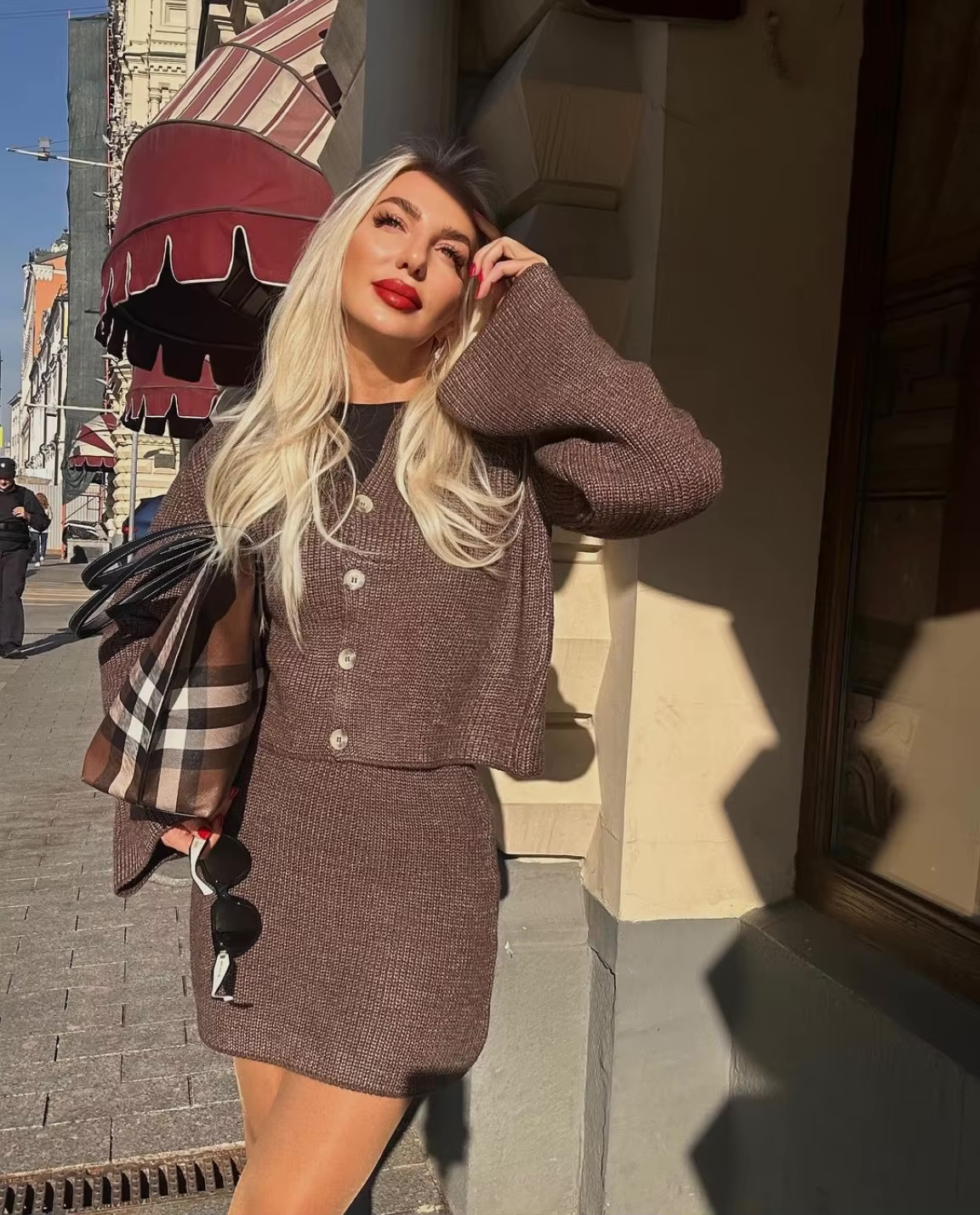 Natasja Knit Co-ord Set | Dames knit set met cardigan en rokje in casual chic stijl