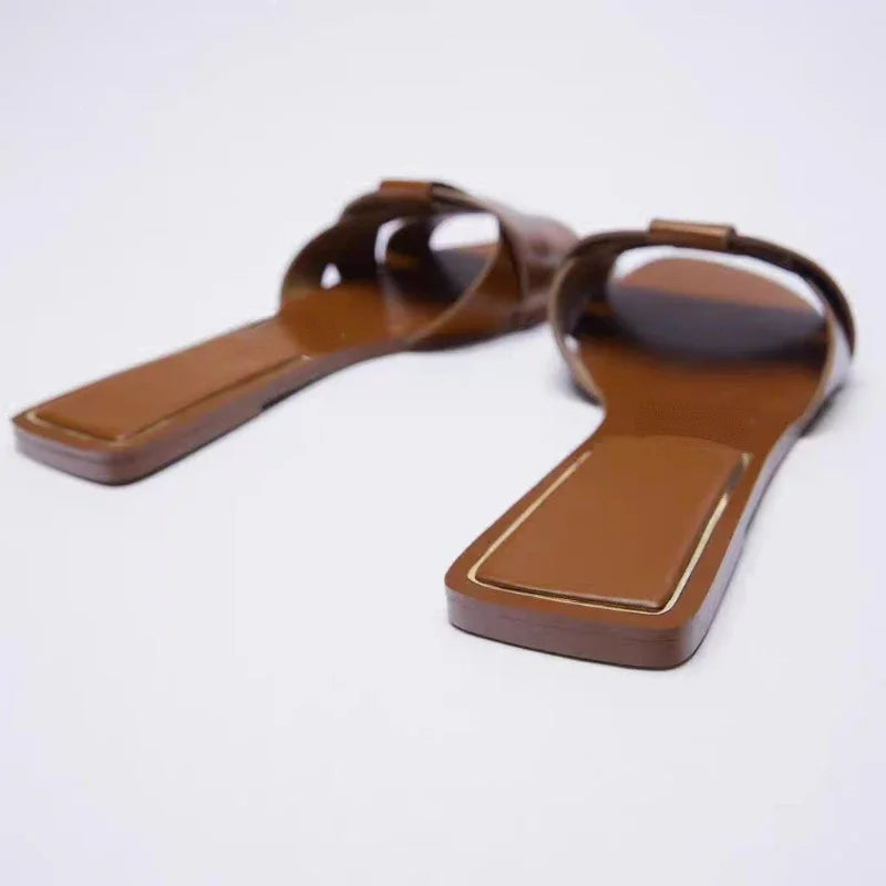 Jannike | Dames Sandalen – Gekruiste Banden, Plat Comfort, Minimalistisch Design, Voor Zomerse Draagmomenten