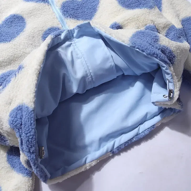 Dames Omkeerbare Hartjesjas – Zwart en Roze, Lichtgewicht, Casual Jasje voor Lente en Herfst