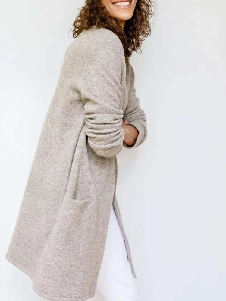 Dames Lang Gebreid Vest met Zakken – Cardigan, Casual voor Herfst/Winter, Dagelijks gebruik