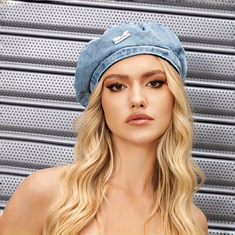 Denim Beret voor Dames – Stijlvolle Washed Look
