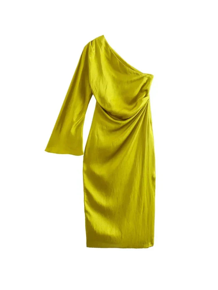 Veronica | Asymmetrische Één-Schouder Midi-Jurk voor Vrouwen