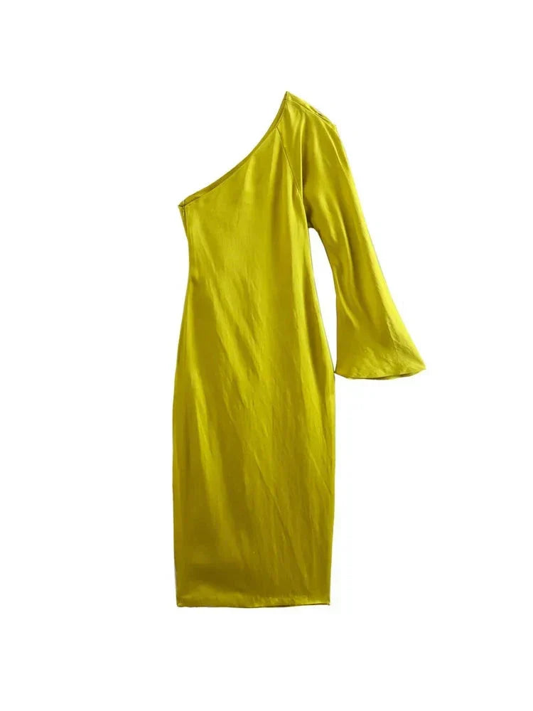 Veronica | Asymmetrische Één-Schouder Midi-Jurk voor Vrouwen