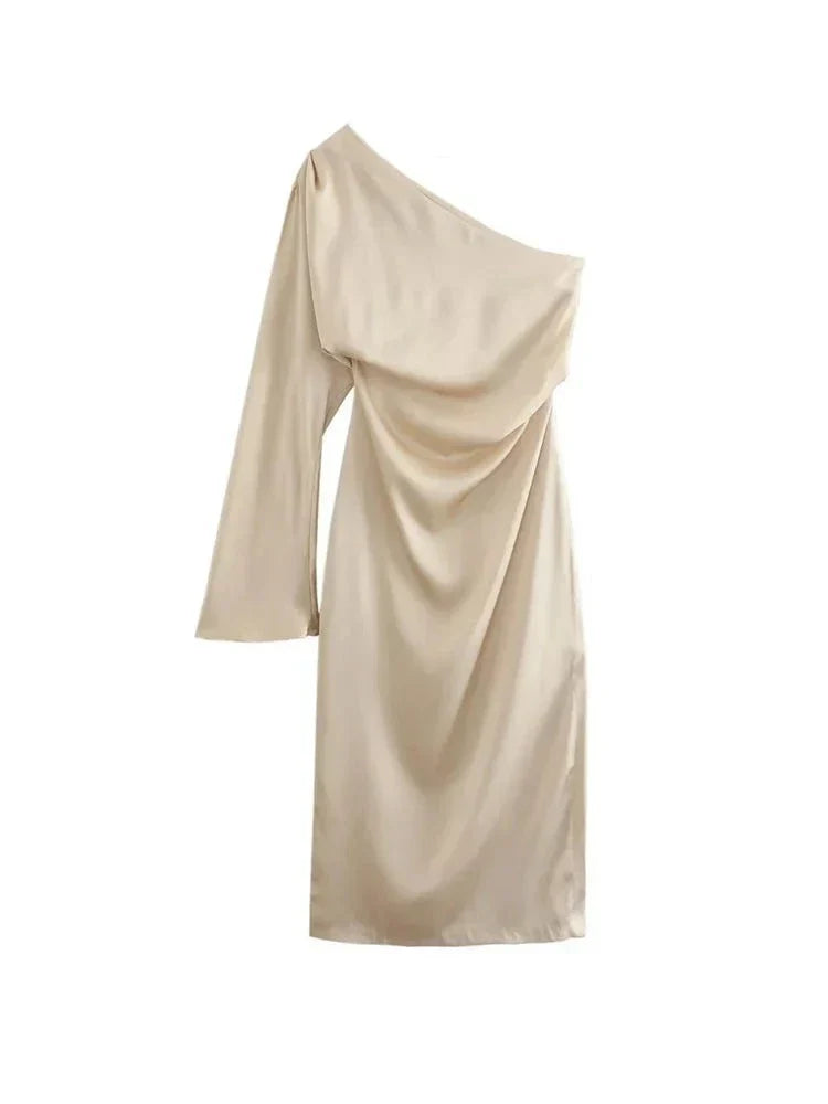 Veronica | Asymmetrische Één-Schouder Midi-Jurk voor Vrouwen