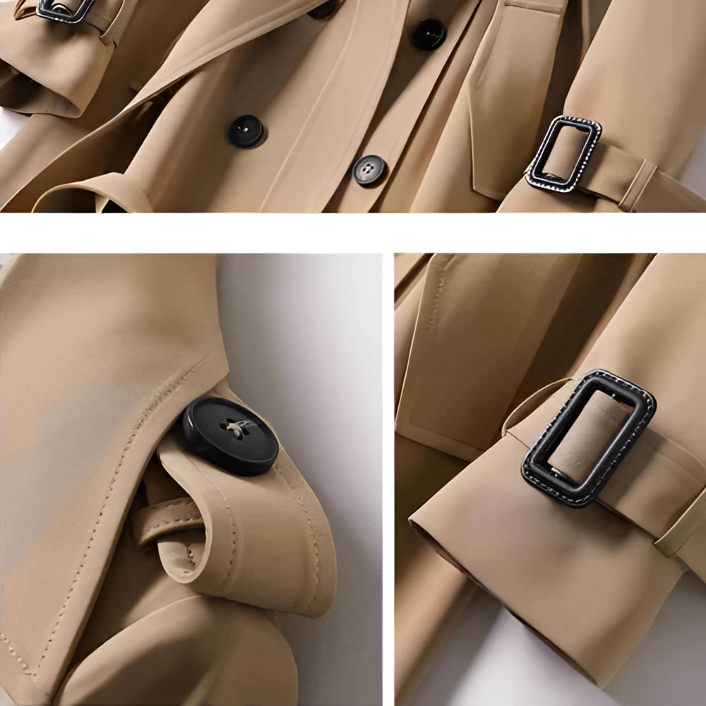 Dames Dubbelrijige Trenchcoat – Met Riem en Dubbele Knoopsluiting, Tussenjas voor Lente en Herfst