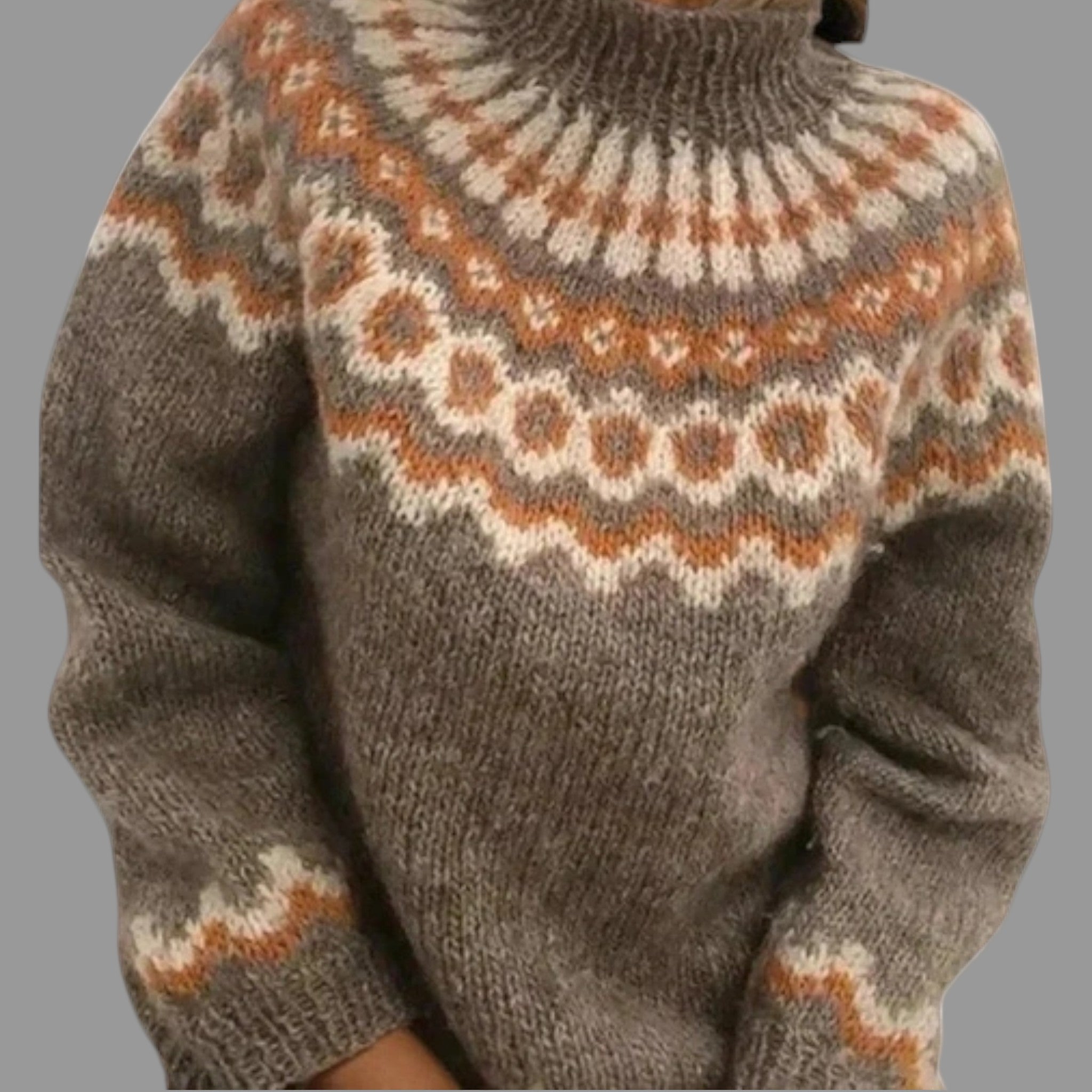 Dames IJslandse Trui – Zacht Mohair, Effen Beige met Patroon voor Casual en Winterse Stijl