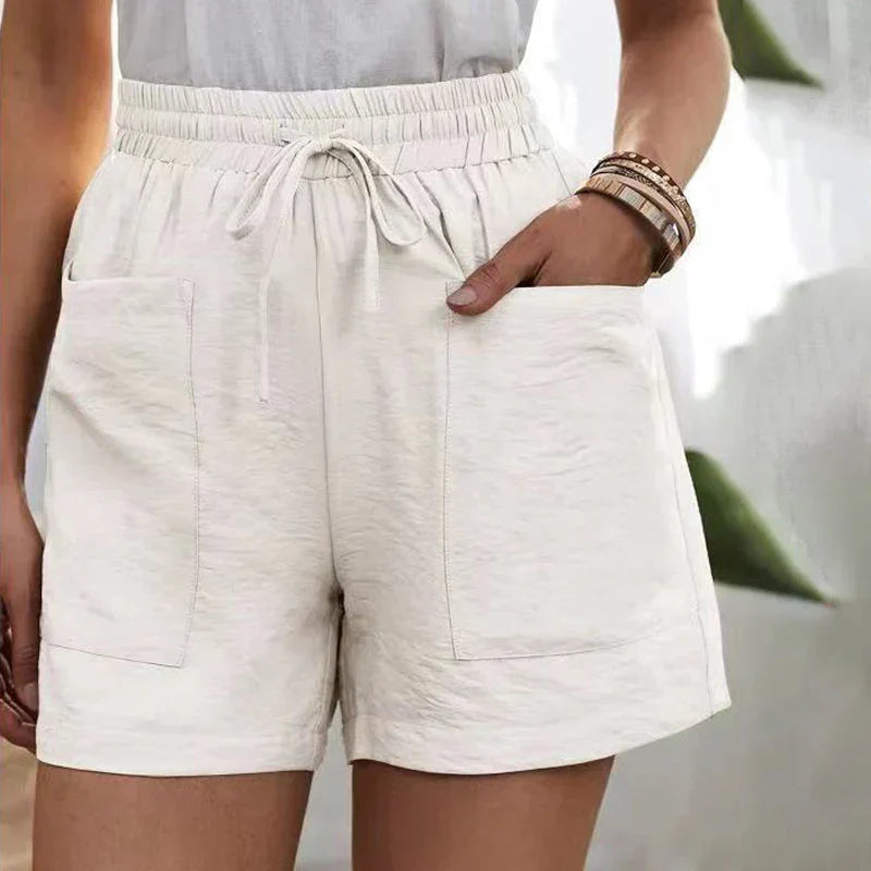 Coleta | Dames Linnen Short – Hoge Taille, Verstelbaar Koord, Losvallend Model