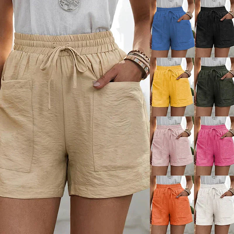 Coleta | Dames Linnen Short – Hoge Taille, Verstelbaar Koord, Losvallend Model
