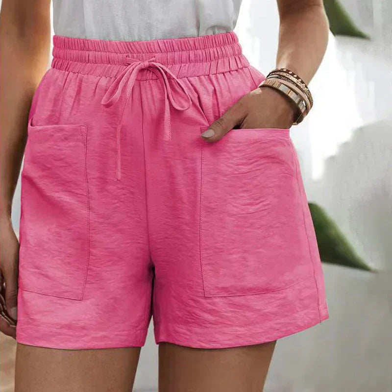 Coleta | Dames Linnen Short – Hoge Taille, Verstelbaar Koord, Losvallend Model