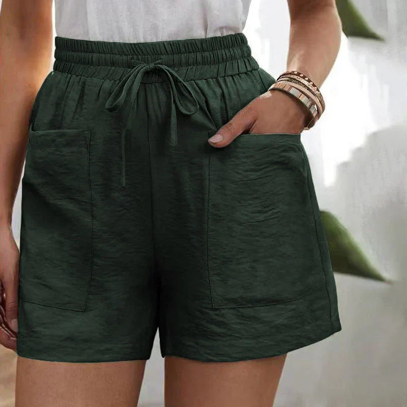 Coleta | Dames Linnen Short – Hoge Taille, Verstelbaar Koord, Losvallend Model