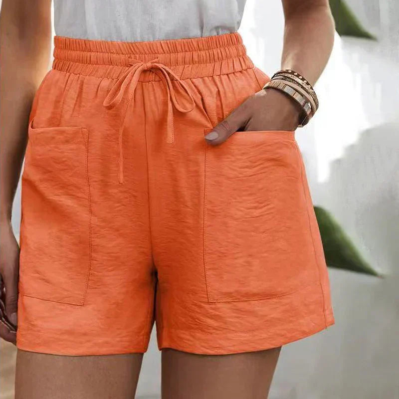 Coleta | Dames Linnen Short – Hoge Taille, Verstelbaar Koord, Losvallend Model