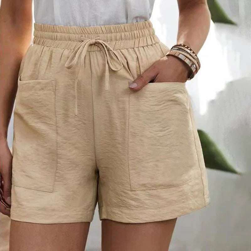 Coleta | Dames Linnen Short – Hoge Taille, Verstelbaar Koord, Losvallend Model