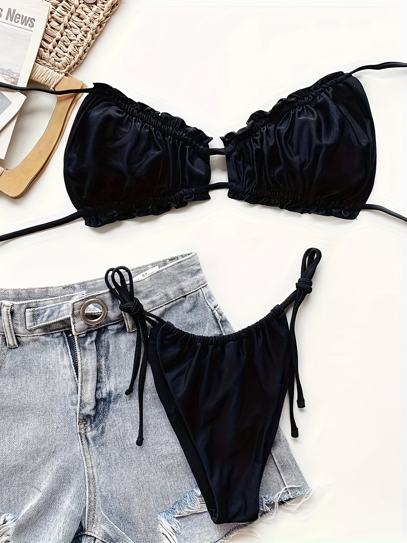 Leonella | Bikini set voor dames met plooi-details en verstelbare pasvorm