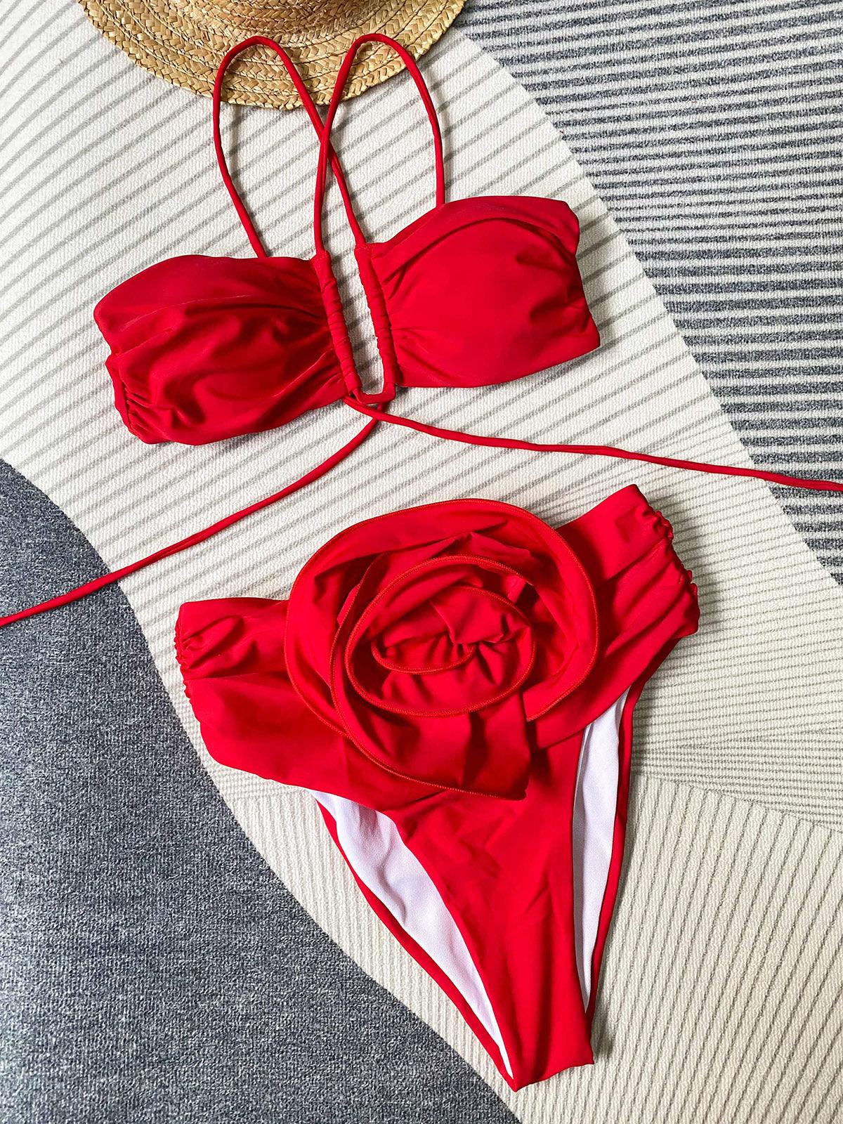 Maria - Elegante Strappy Bikini met Bloemdecoratie voor Dames