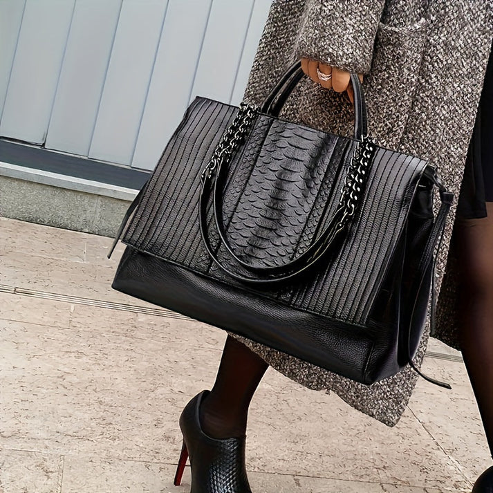 Zwarte schouder- en laptoptas voor dames – ruim, chique en geschikt voor elk seizoen