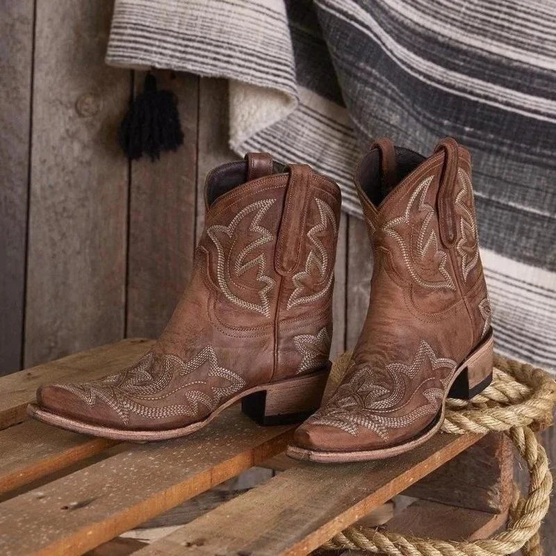 Alexa - Geborduurde Leren Cowboylaarzen