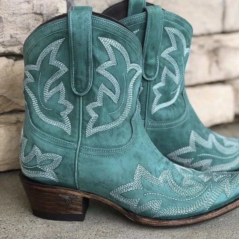 Alexa - Geborduurde Leren Cowboylaarzen