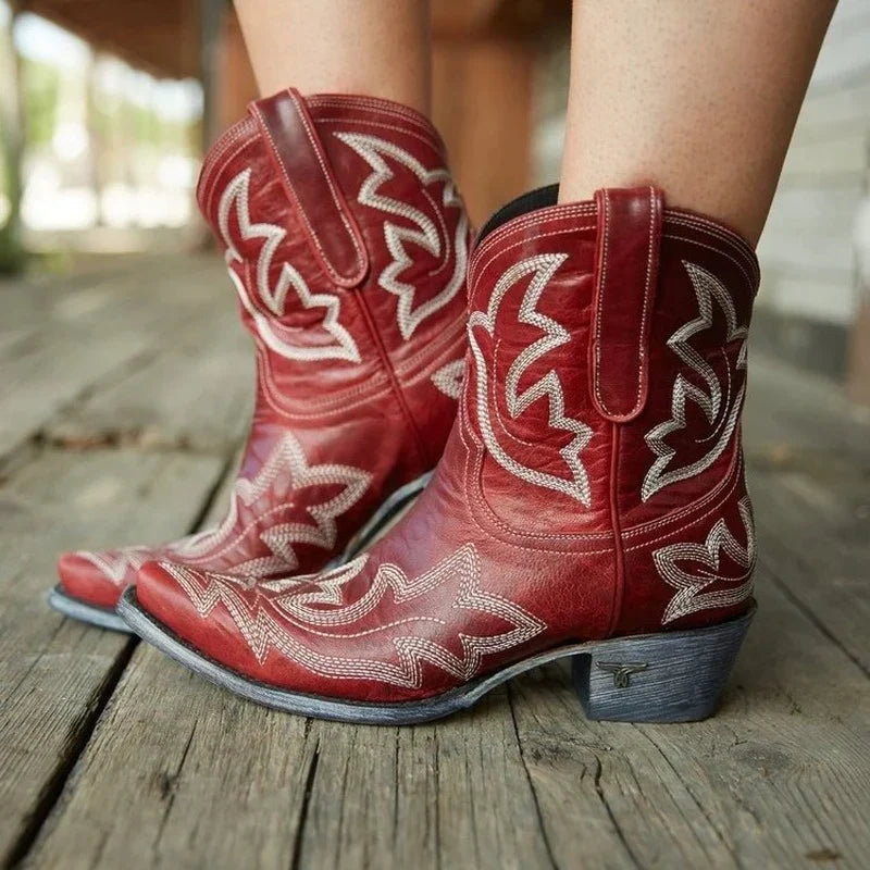 Alexa - Geborduurde Leren Cowboylaarzen