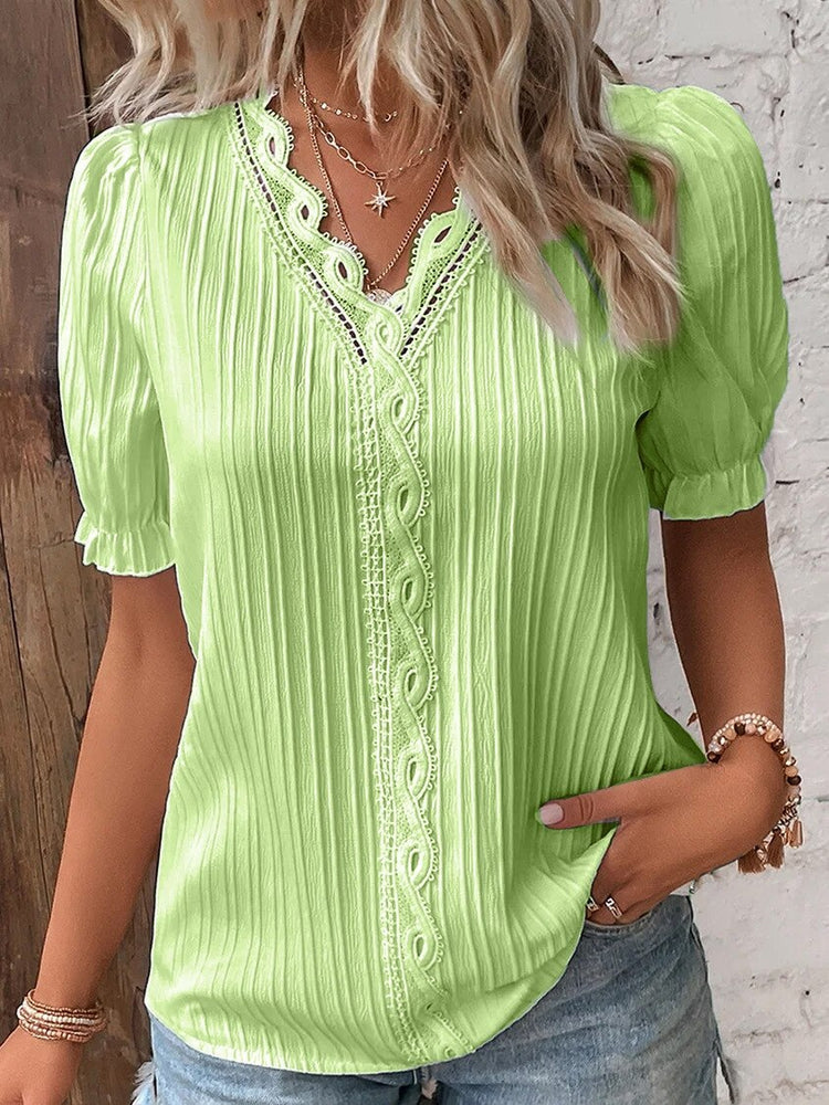 Aria - Kanten blouse met pofmouwen