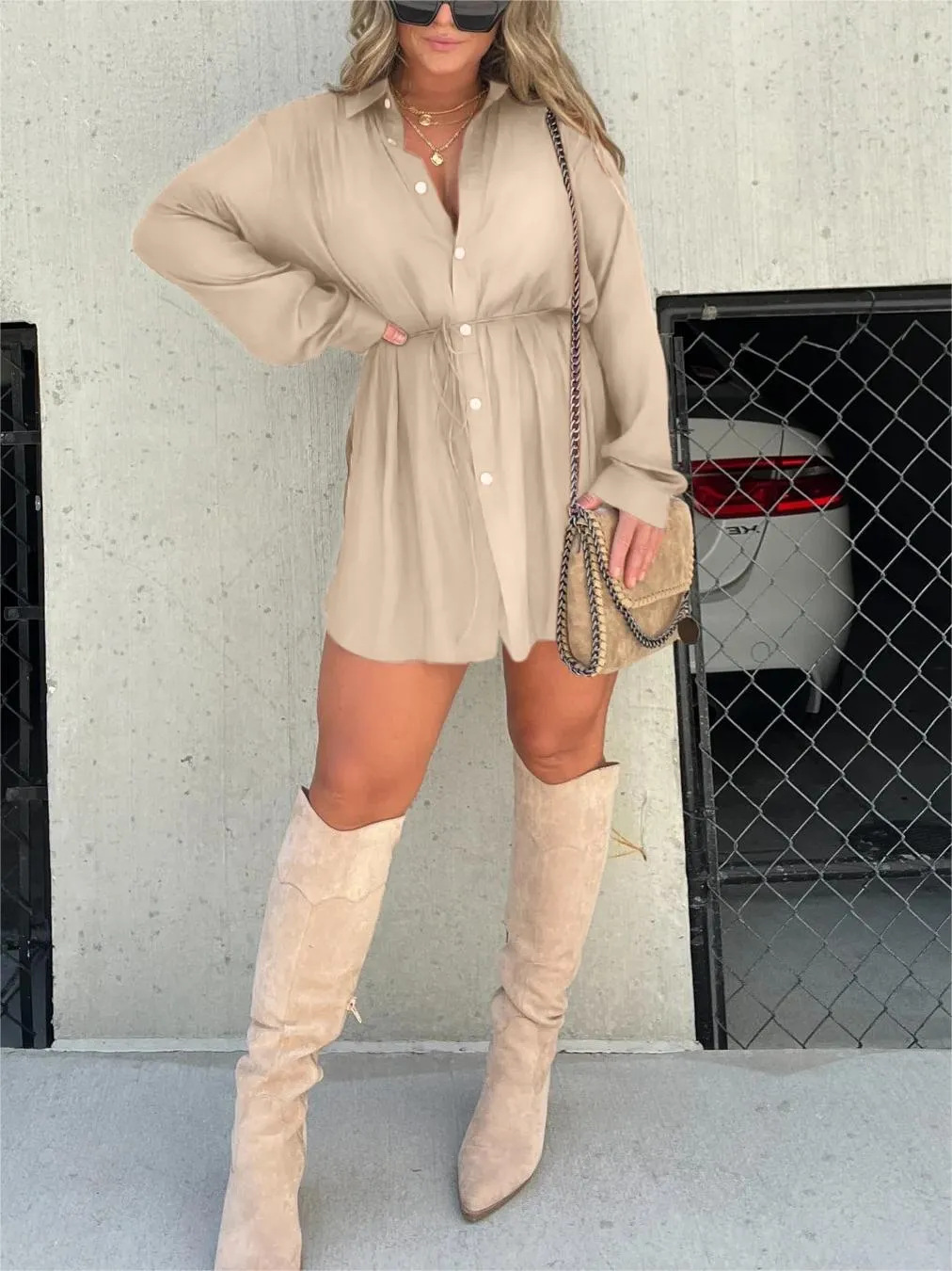 Audrey - Trendy satijnen romper jurk