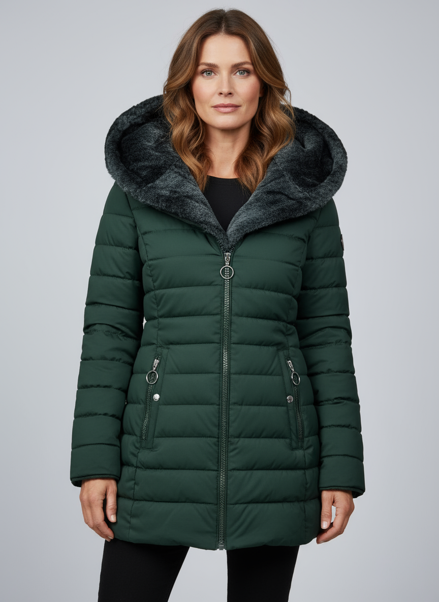 Dames Warme Lange Jas – Zwart, Gewatteerd, Ideaal voor Koude Seizoenen en Casual Outfits