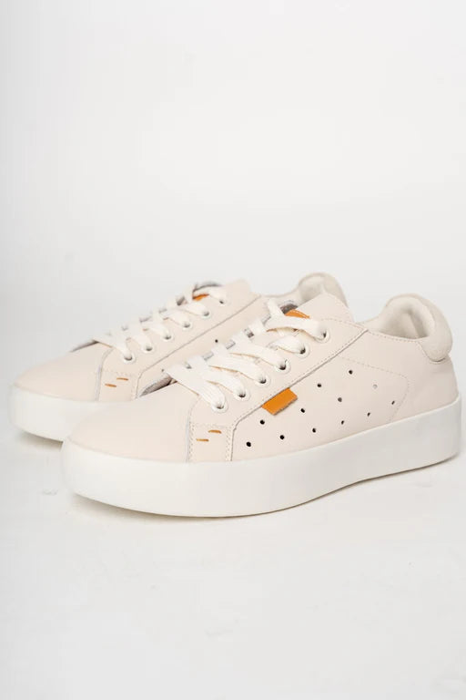 Beige lage sneakers