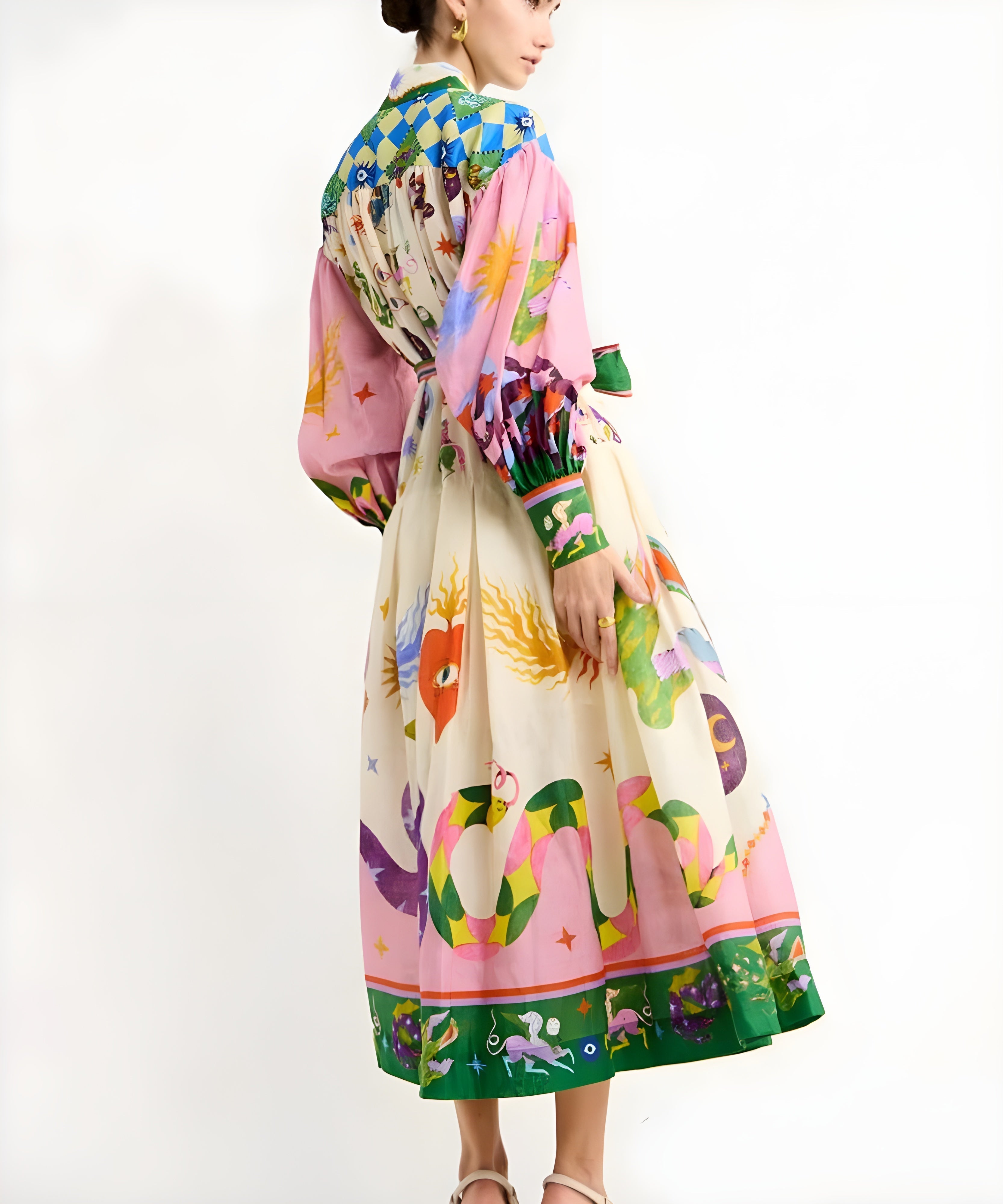 Kleurijke Italiaanse Maxi Jurk voor Dames