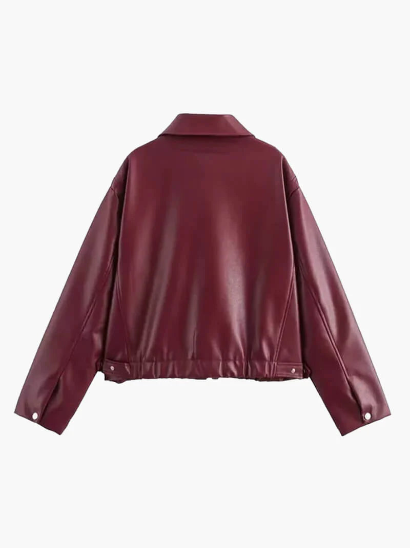 burgundy leren jas voor dames