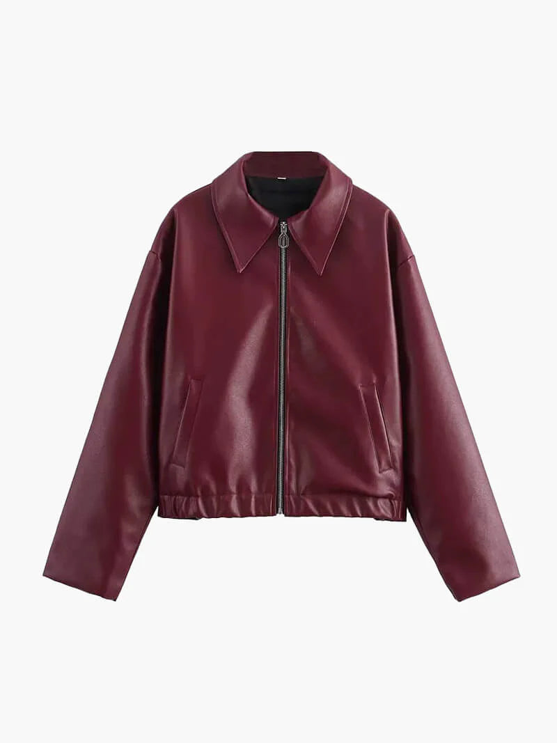 burgundy leren jas voor dames
