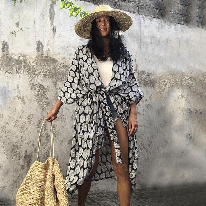 Tie-Dye Kimono Jurk | Dames strand cover-up van rayon met luchtige pasvorm