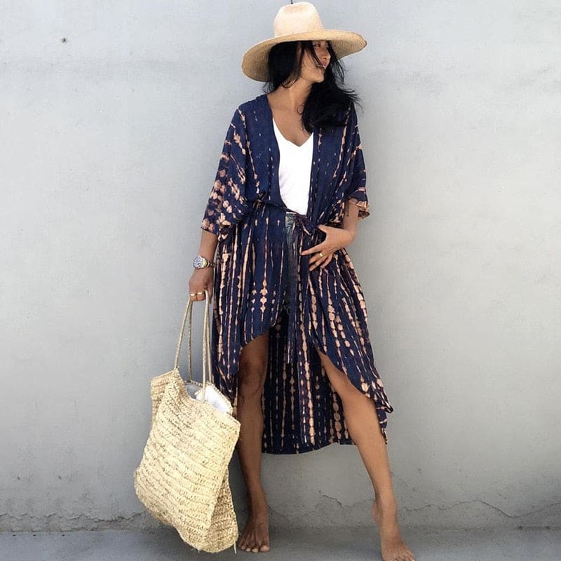 Tie-Dye Kimono Jurk | Dames strand cover-up van rayon met luchtige pasvorm