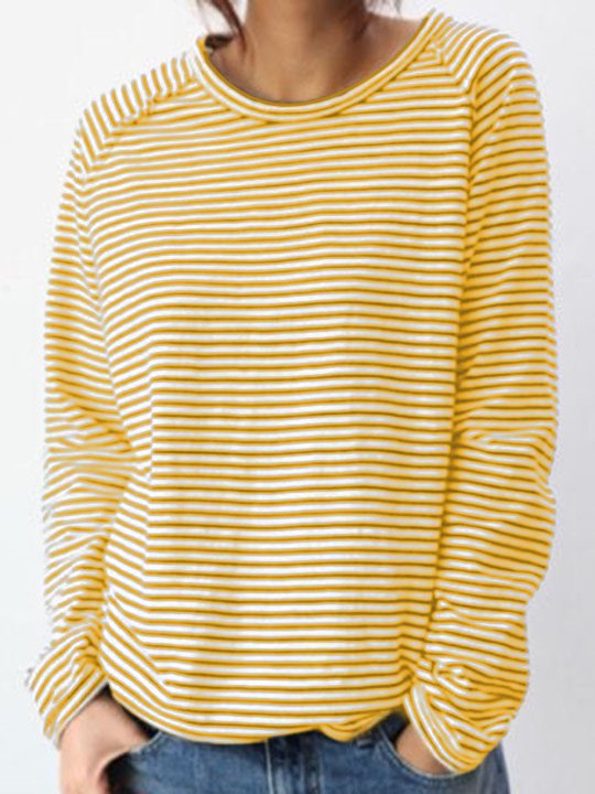 Dames Top – Elegante Lange Mouwen – Gestreept Ademend en Tijdloos Design