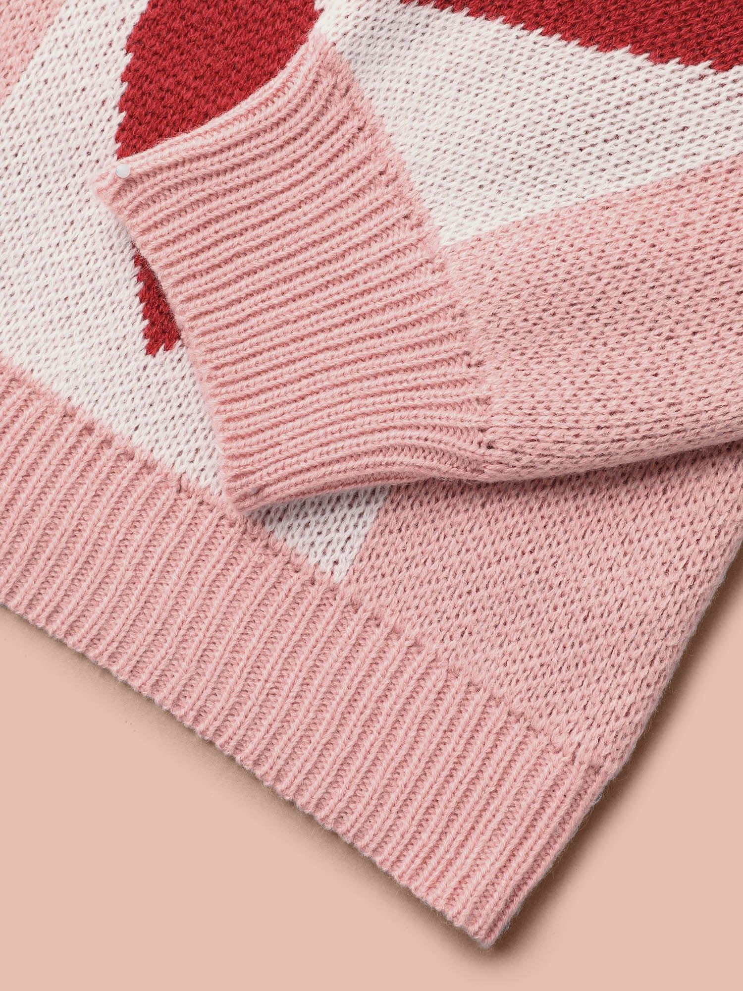 Calyx - Geruite harten jacquard kleurcontrast trui