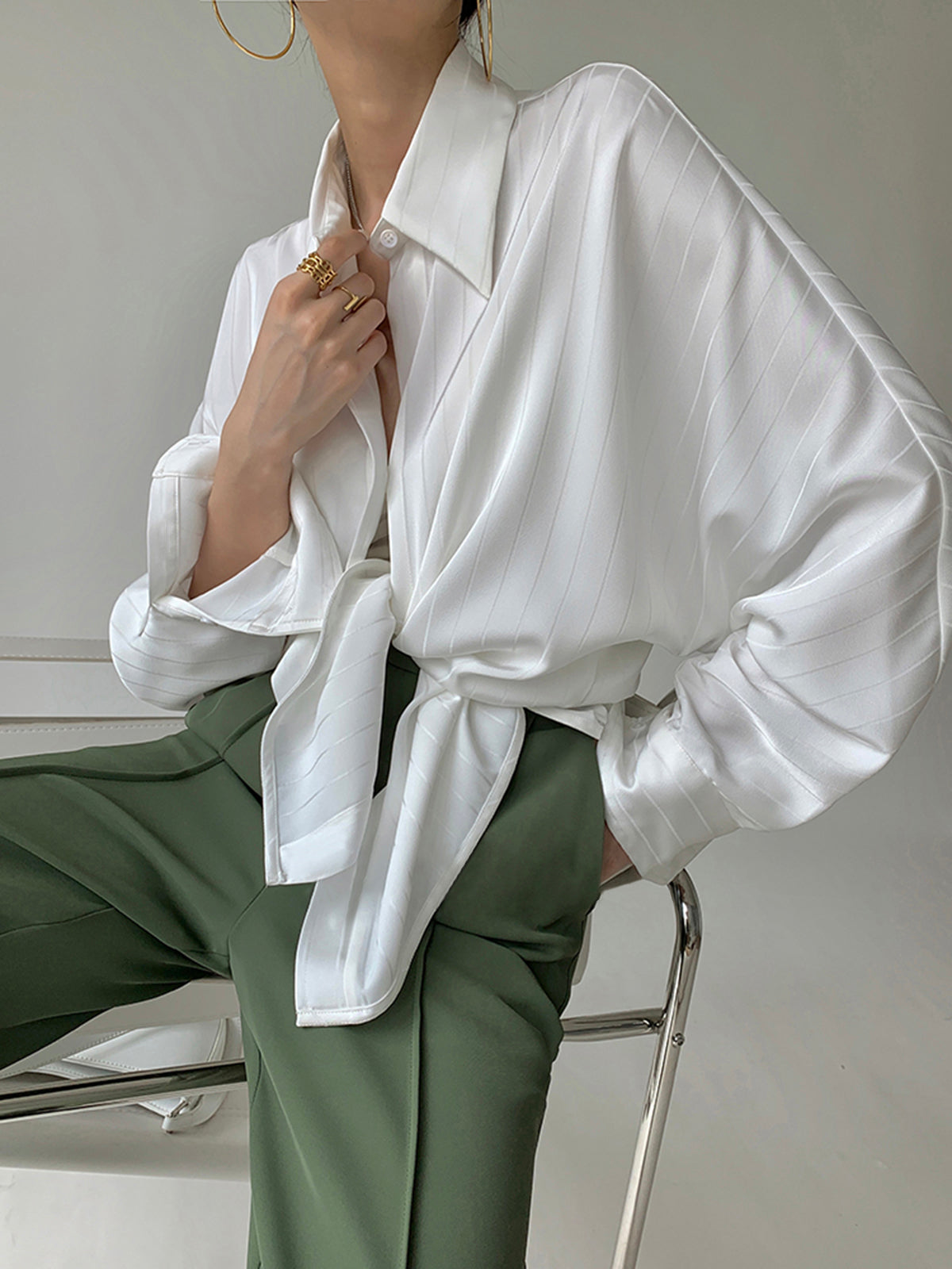 Christel - Oversized Overhemd met Kraag en Knoopjes